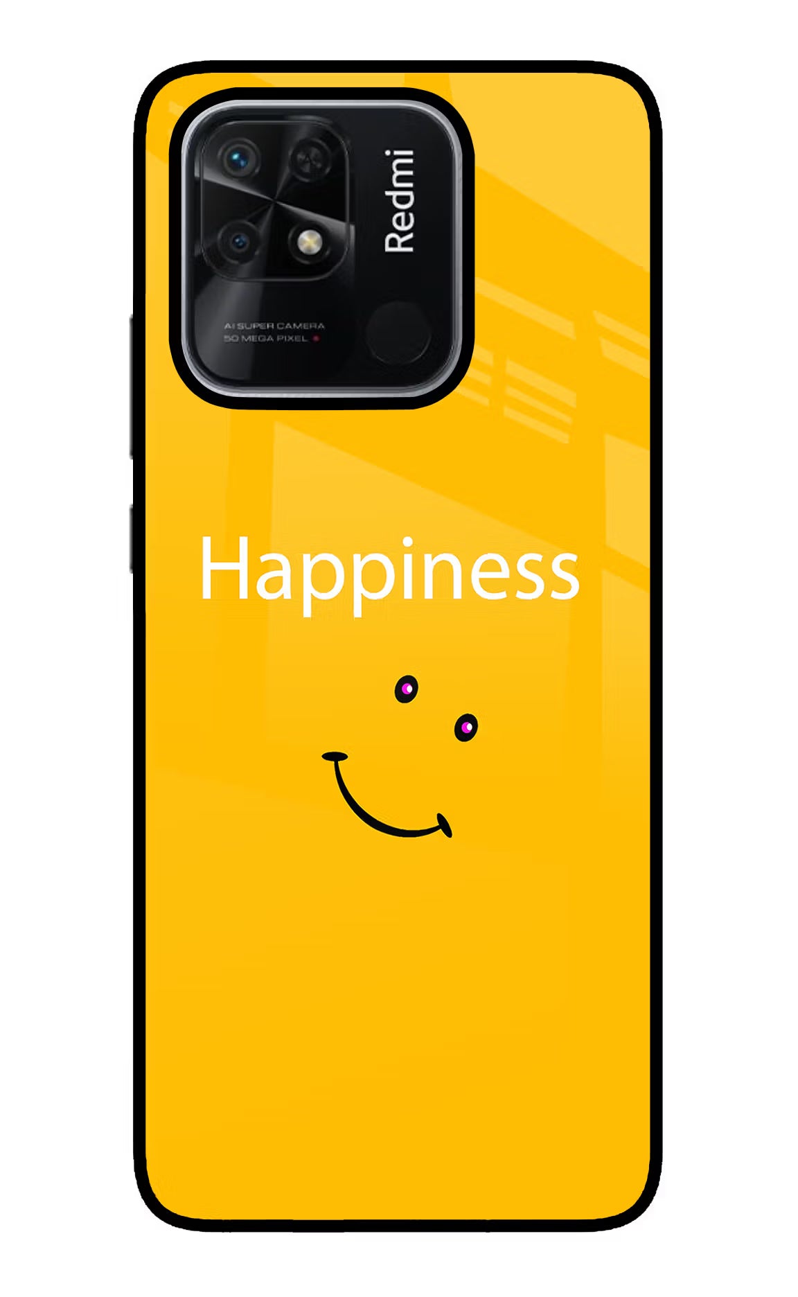 Happiness With Smiley Redmi 10/10 Power Glass Case Back Cover by Casekaro