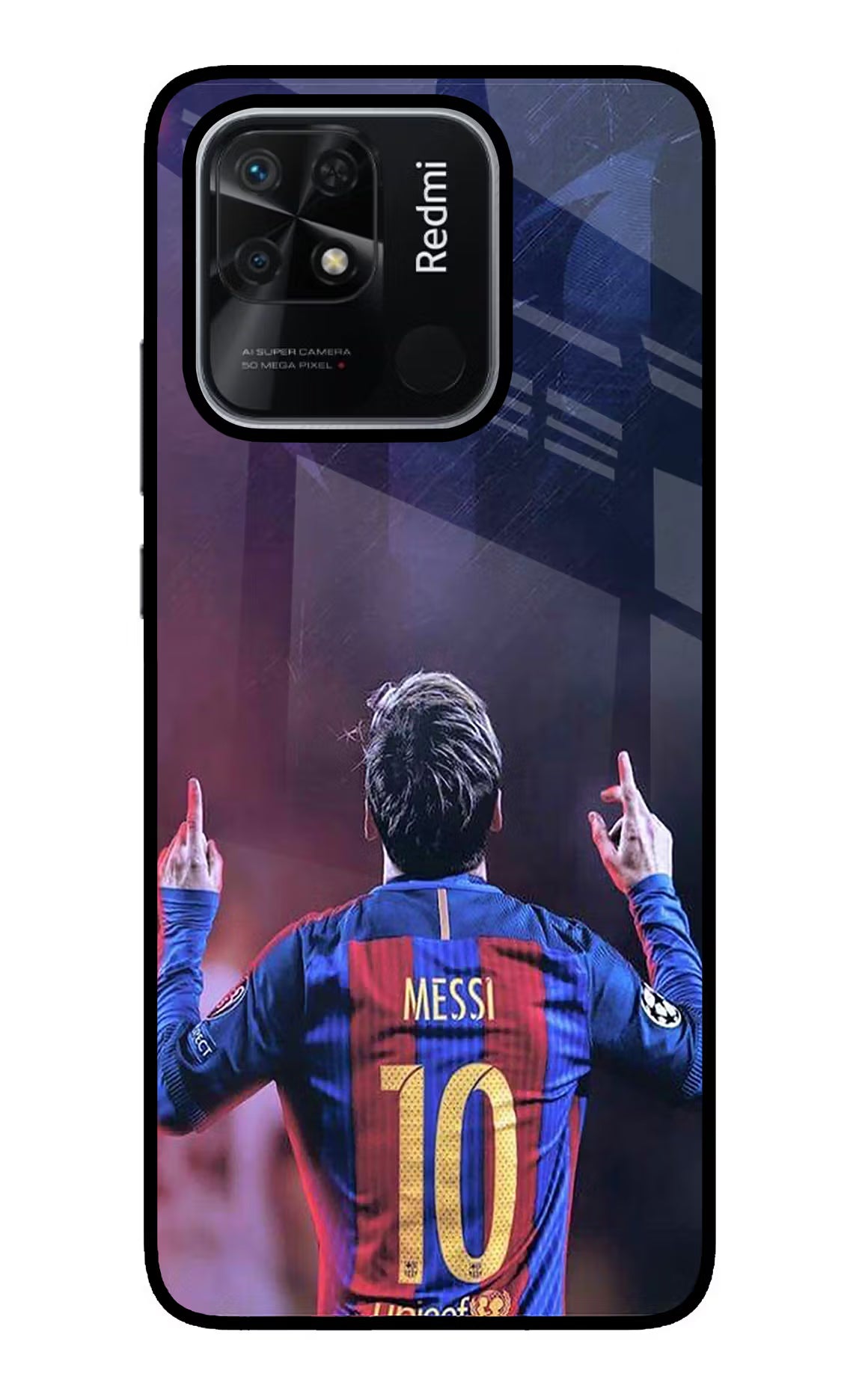 Messi Redmi 10/10 Power Glass Case Back Cover by Casekaro