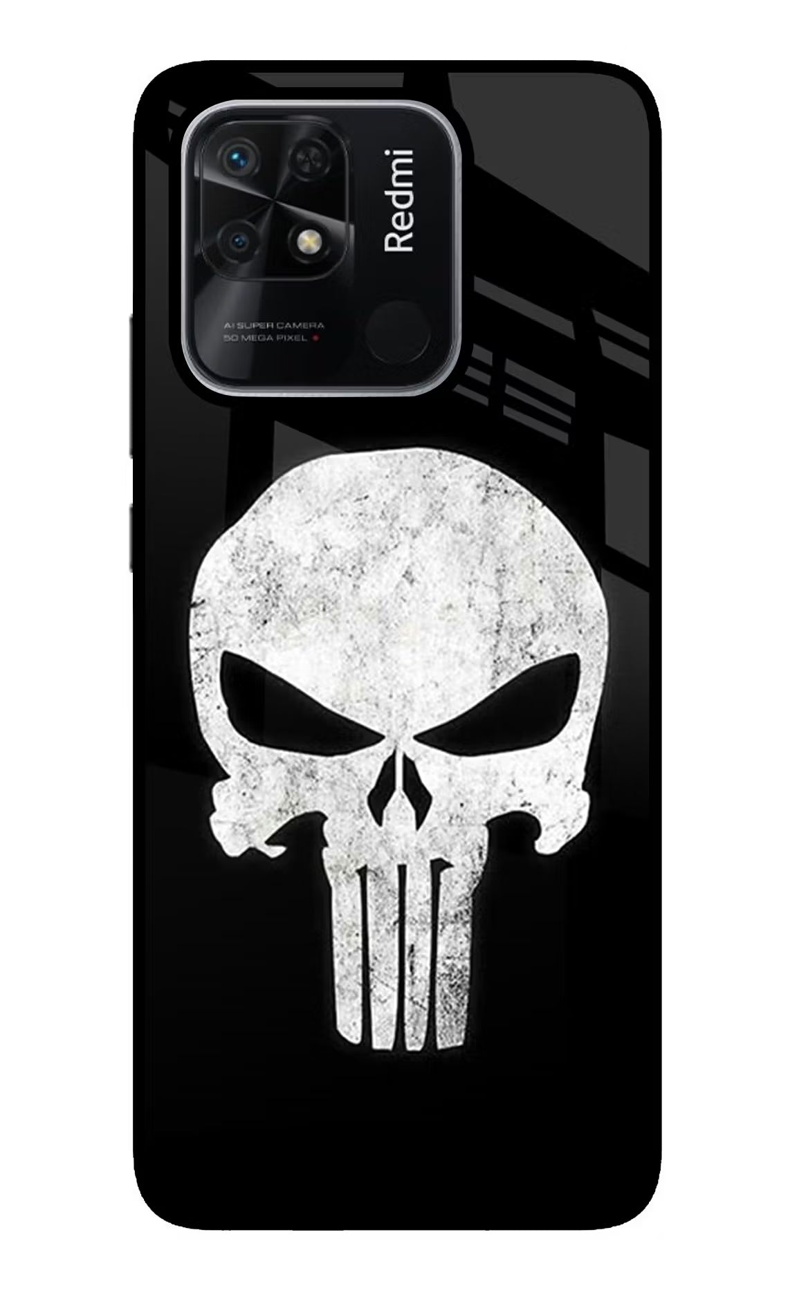 Punisher Skull Redmi 10/10 Power Glass Case Back Cover by Casekaro