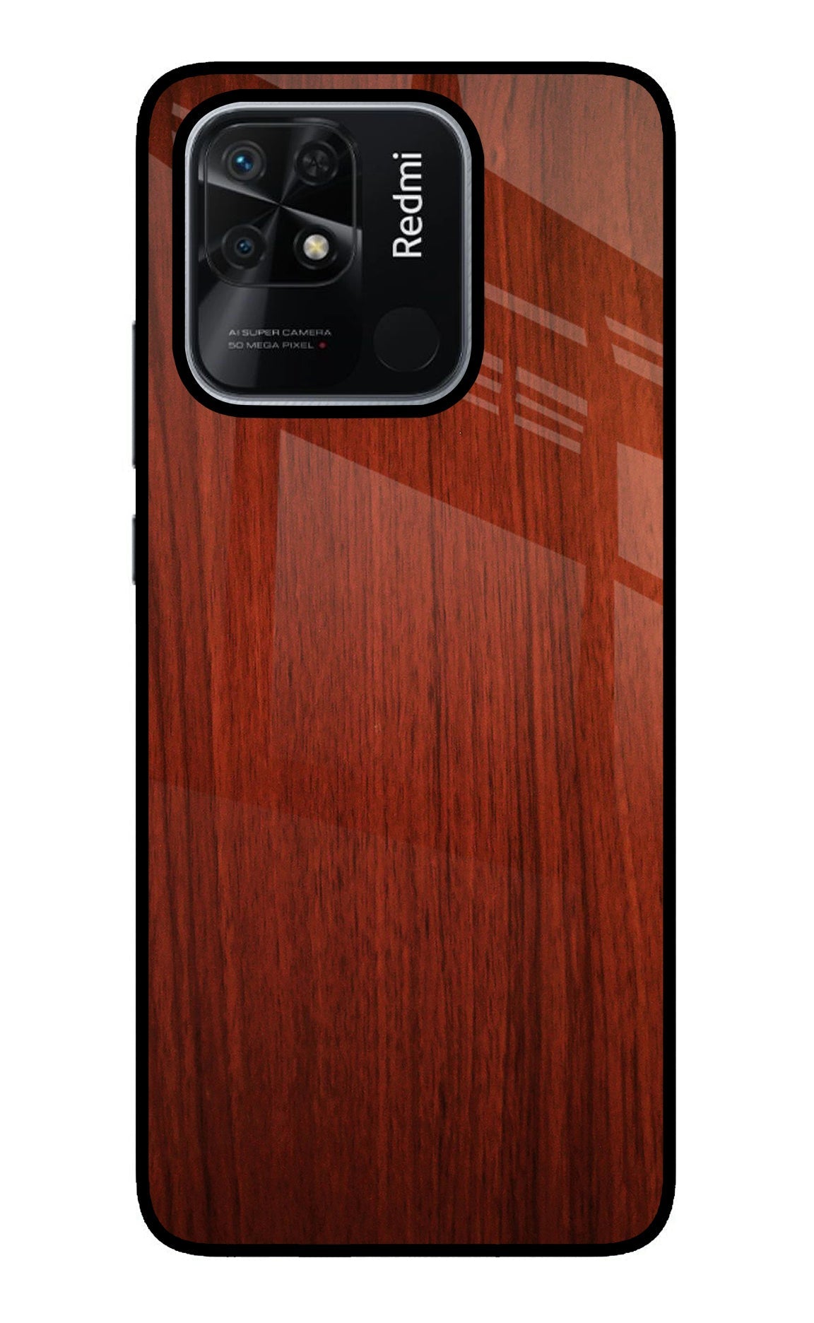 Wooden Plain Pattern Redmi 10/10 Power Glass Case