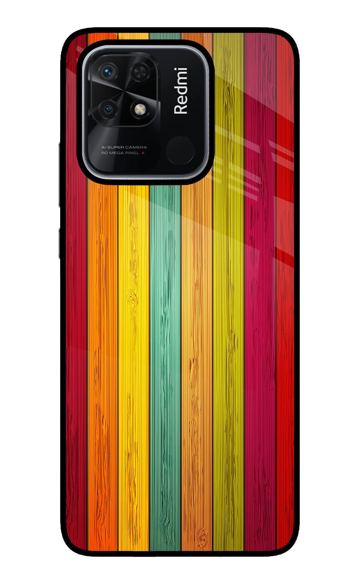 Multicolor Wooden Redmi 10/10 Power Back Cover