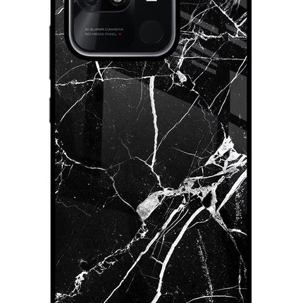 Black Marble Pattern Redmi 10/10 Power Glass Case