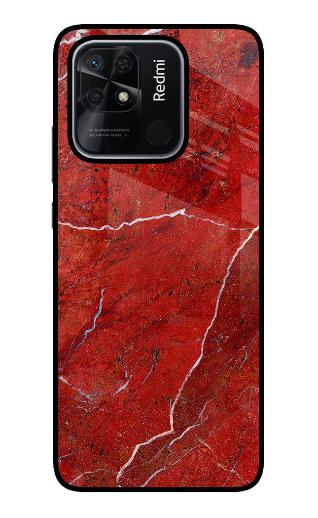 Red Marble Design Redmi 10/10 Power Glass Case Back Cover by Casekaro