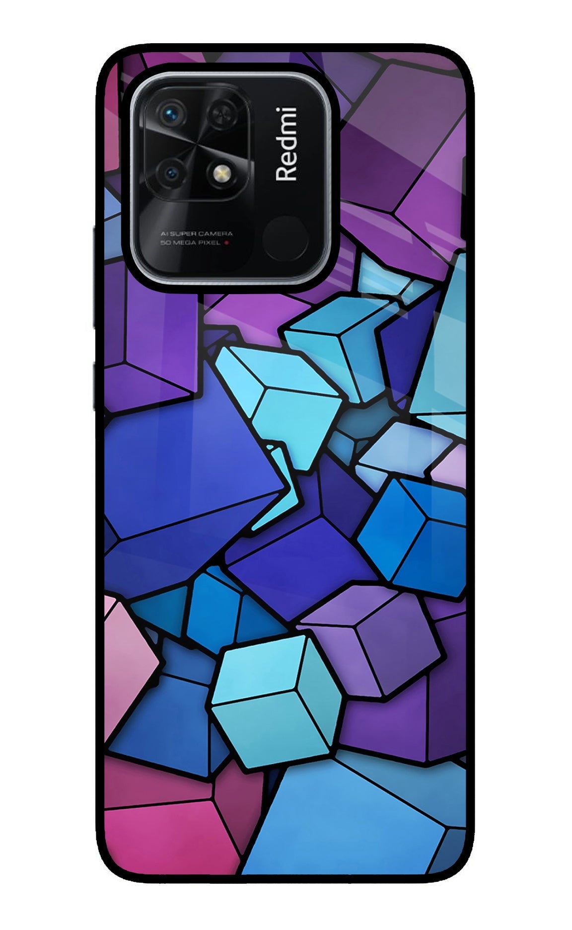 Cubic Abstract Redmi 10/10 Power Glass Case
