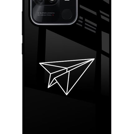 Paper Plane White Redmi 10/10 Power Glass Case Back Cover by Casekaro