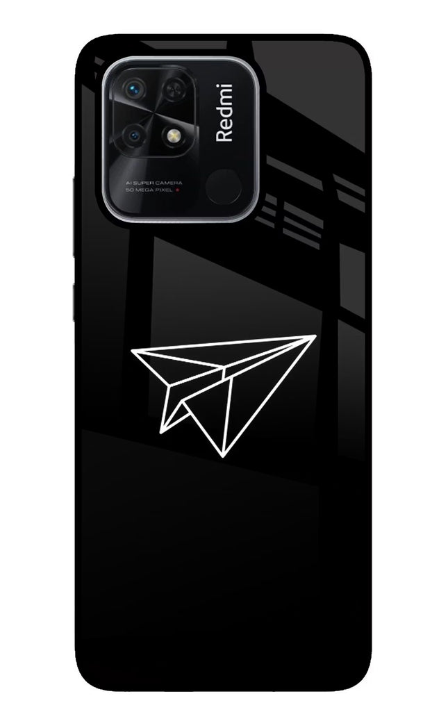 Paper Plane White Redmi 10/10 Power Glass Case Back Cover by Casekaro