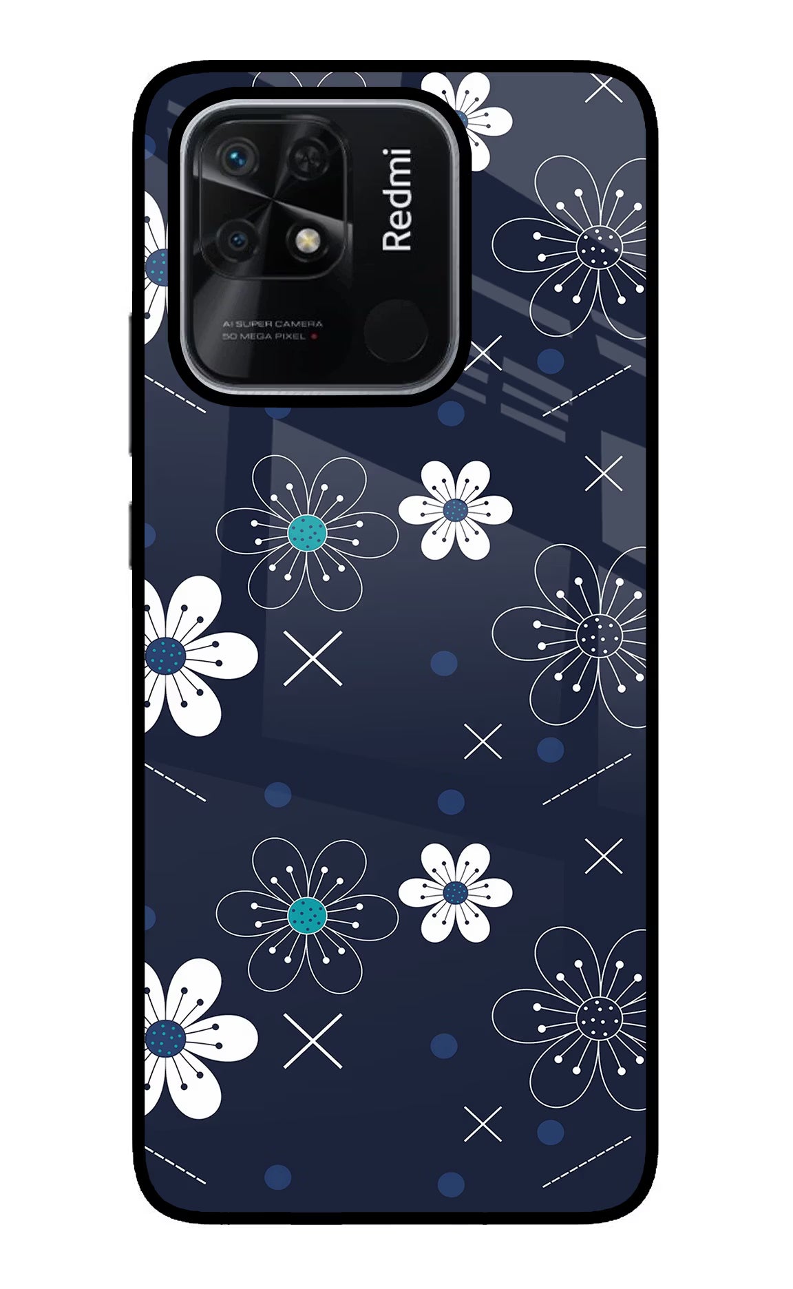 Flowers Redmi 10/10 Power Glass Case Back Cover by Casekaro