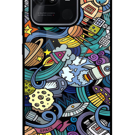 Space Abstract Redmi 10/10 Power Glass Case Back Cover by Casekaro