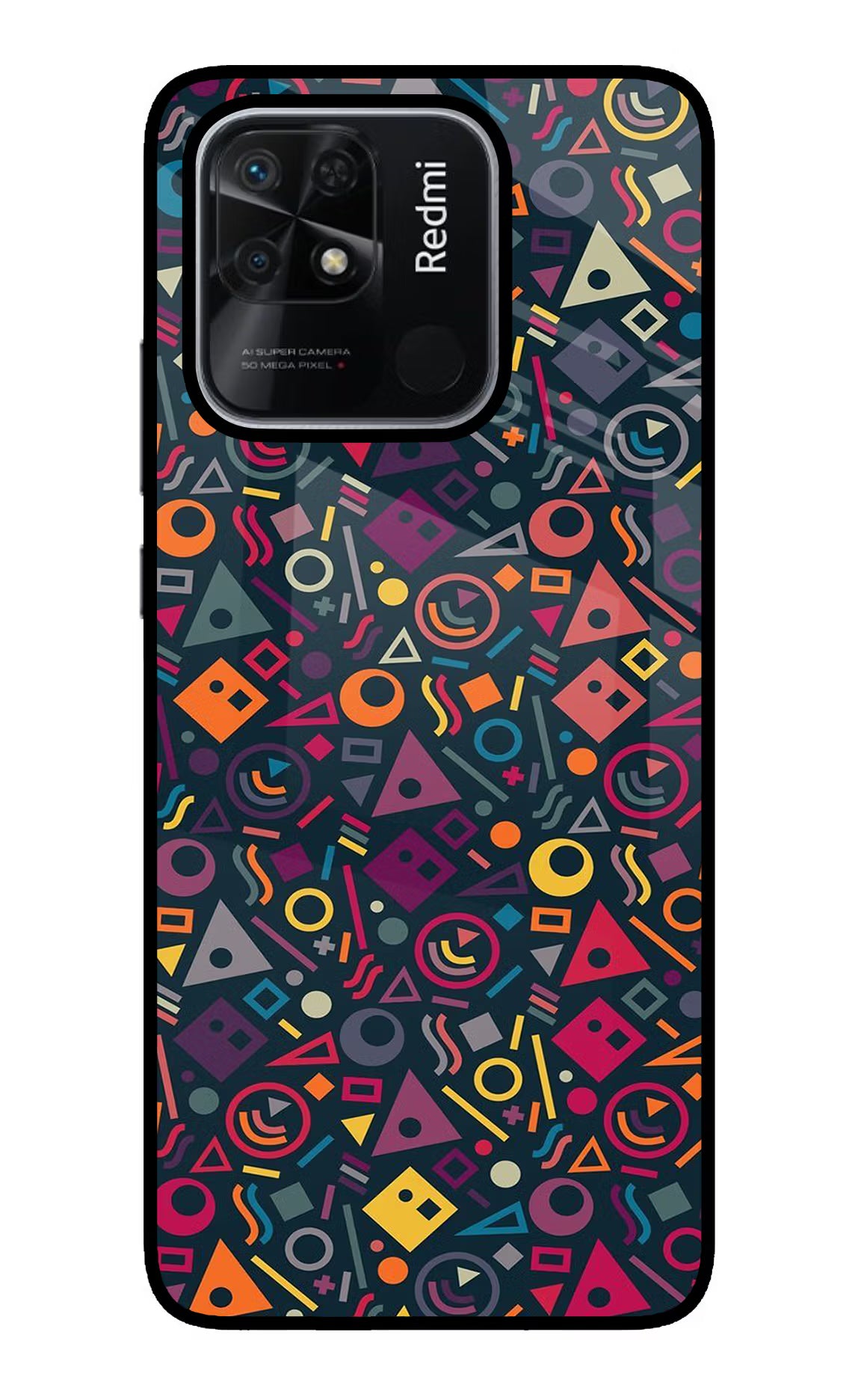 Geometric Abstract Redmi 10/10 Power Glass Case Back Cover by Casekaro