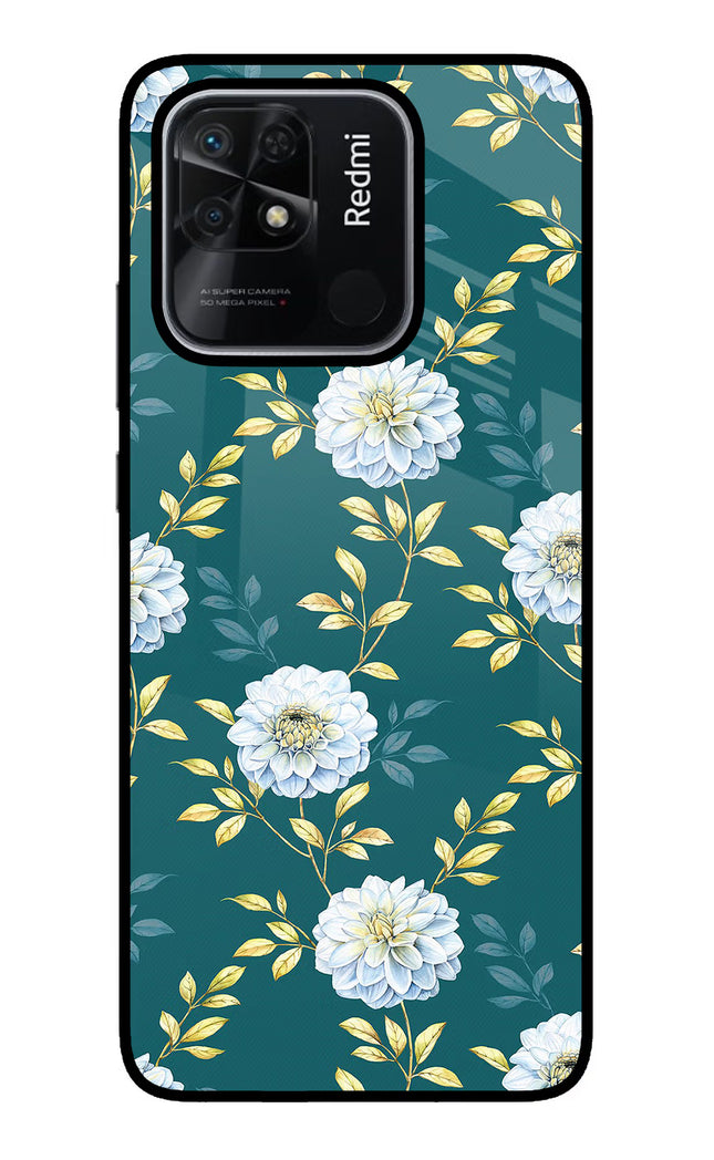 Flowers Redmi 10/10 Power Glass Case Back Cover by Casekaro