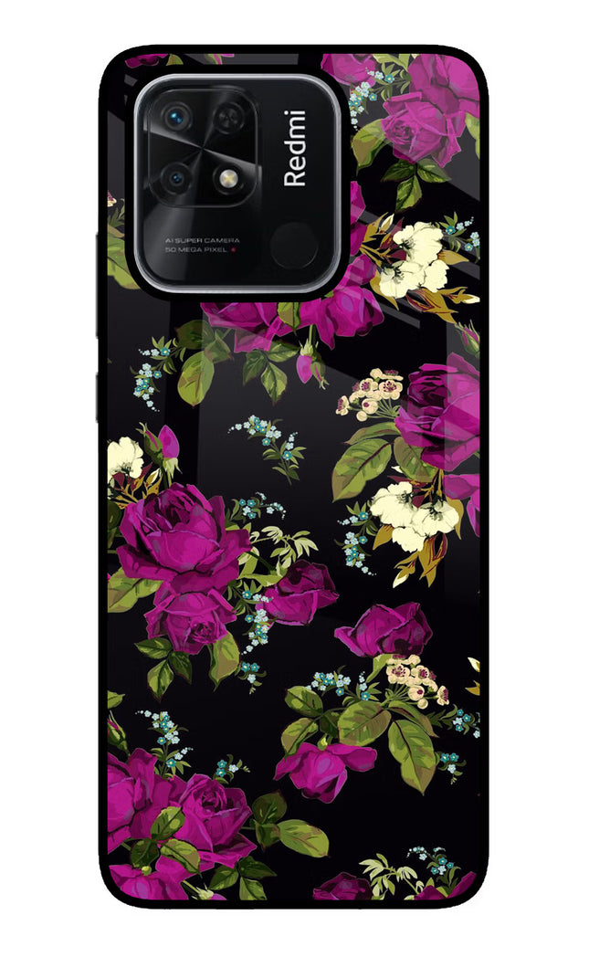 Flowers Redmi 10/10 Power Glass Case Back Cover by Casekaro