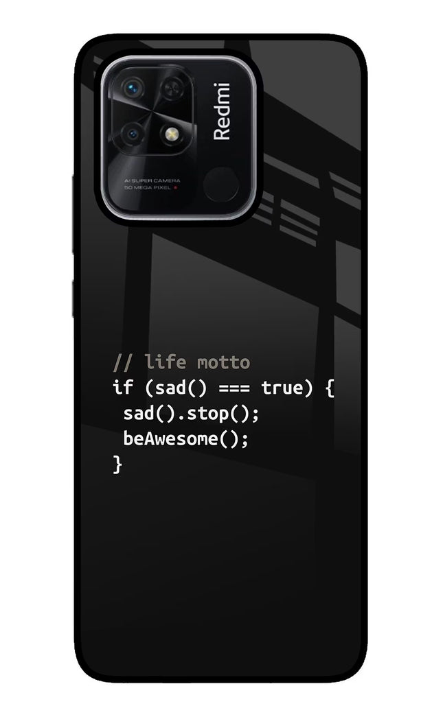 Life Motto Code Redmi 10/10 Power Glass Case Back Cover by Casekaro
