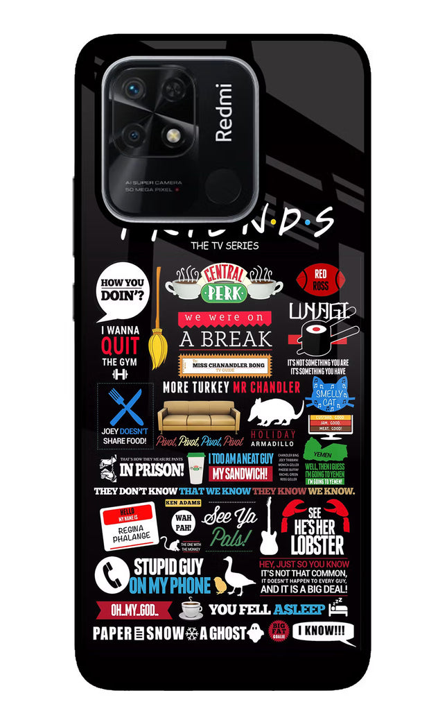 FRIENDS Redmi 10/10 Power Glass Case Back Cover by Casekaro