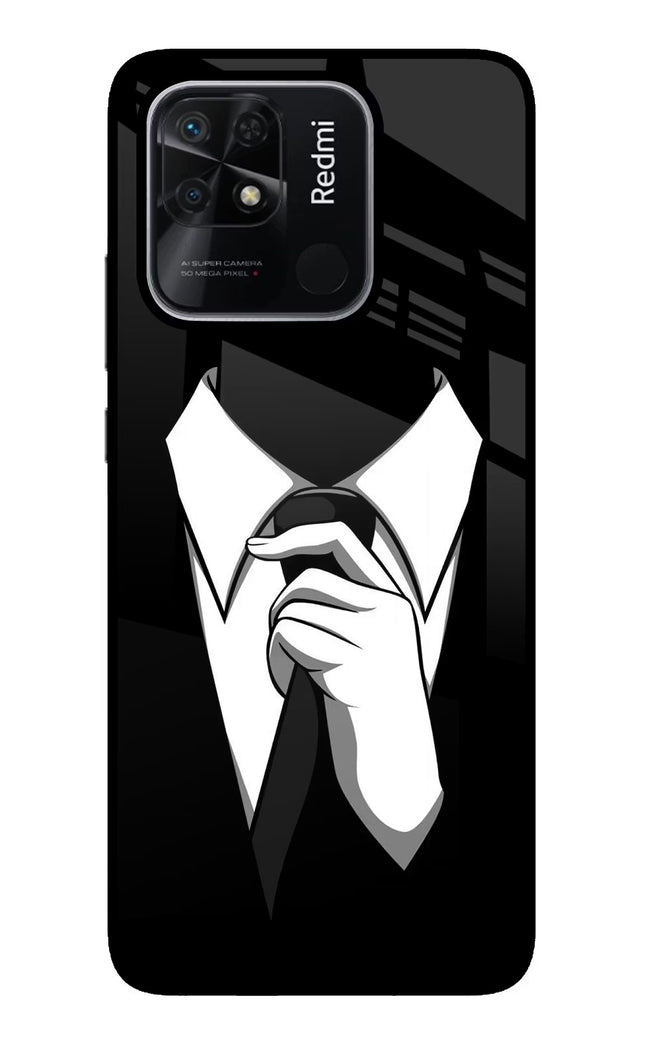 Black Tie Redmi 10/10 Power Glass Case Back Cover by Casekaro