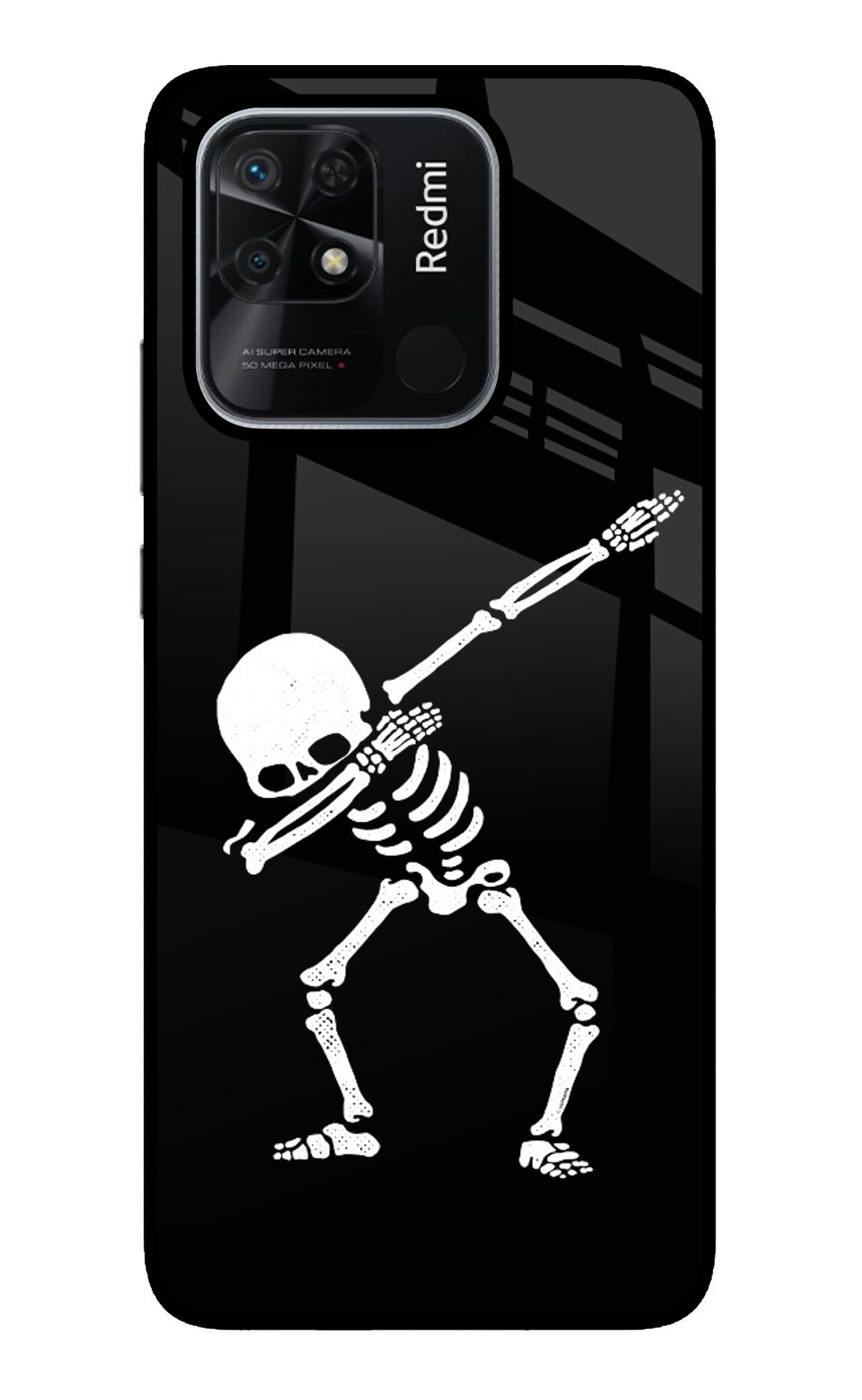 Dabbing Skeleton Art Redmi 10/10 Power Glass Case