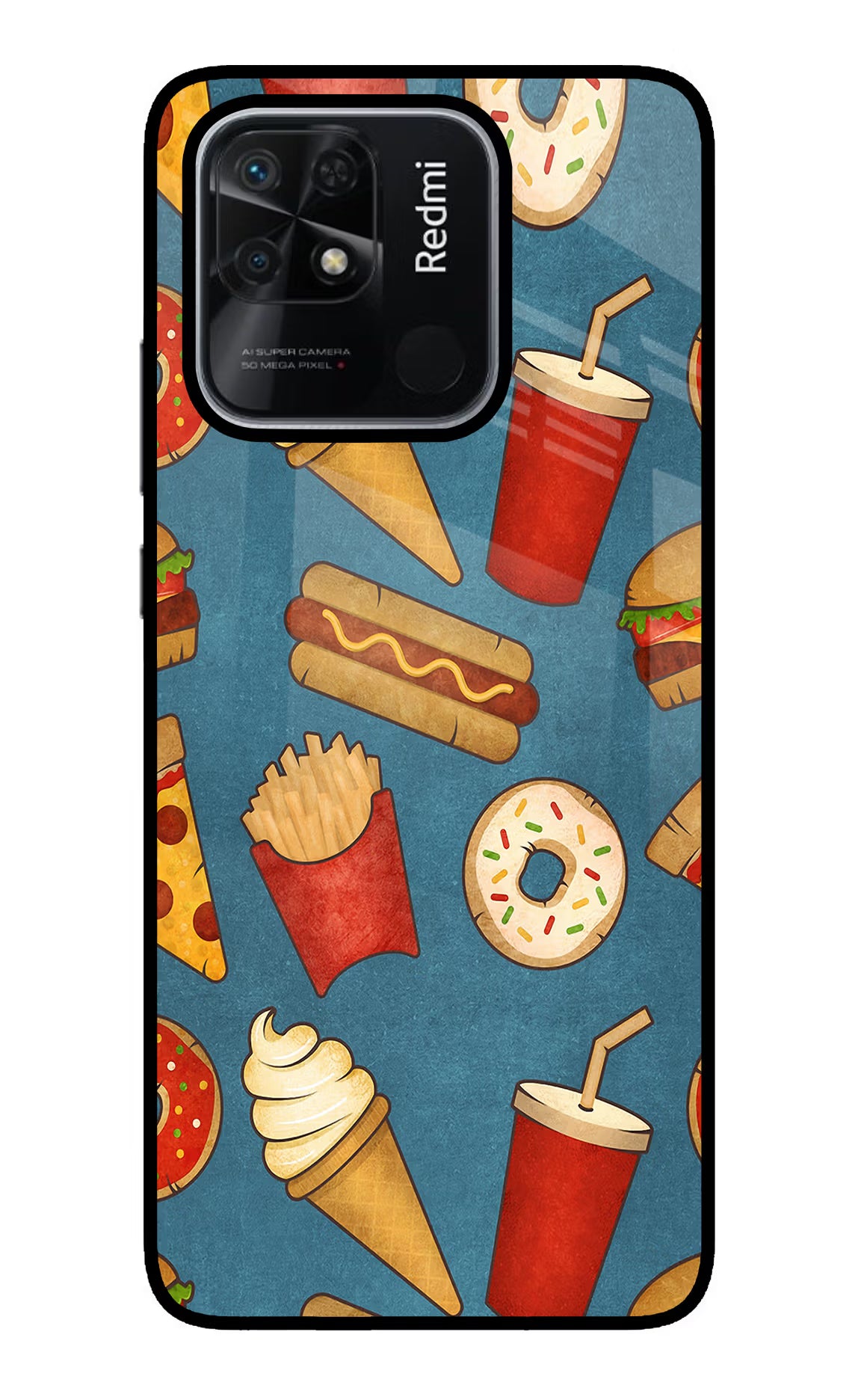 Foodie Redmi 10/10 Power Glass Case Back Cover by Casekaro