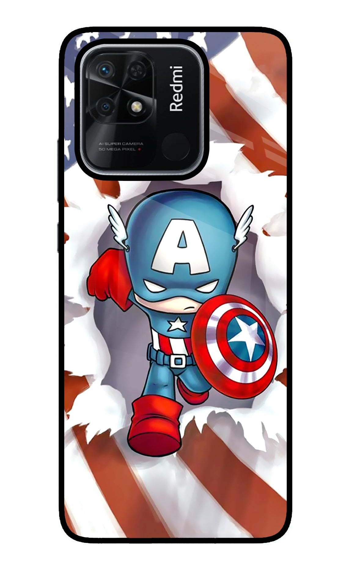 Captain America Redmi 10/10 Power Glass Case