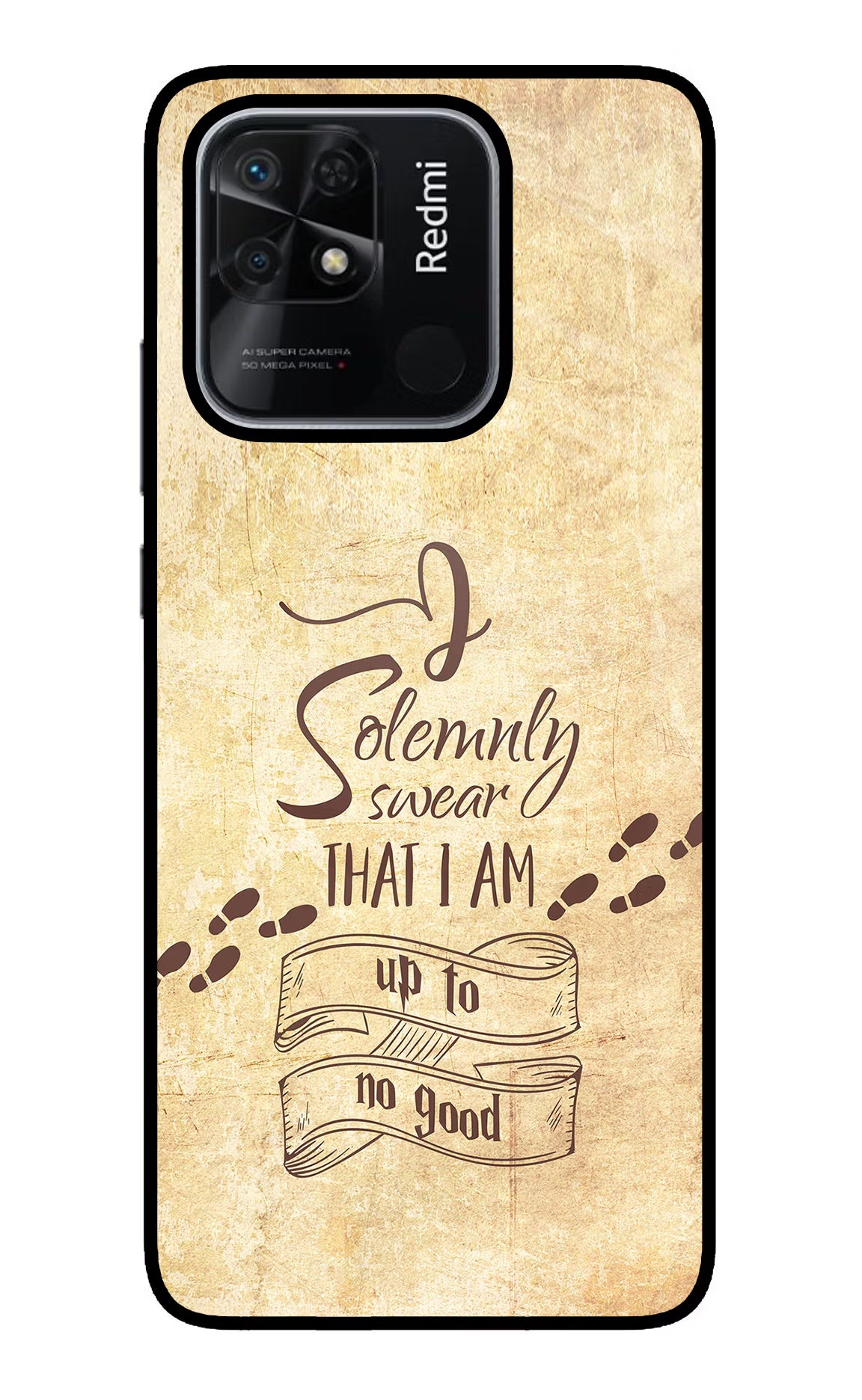 I Solemnly swear that i up to no good Redmi 10/10 Power Glass Case Back Cover by Casekaro