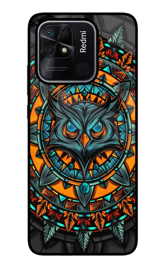 Angry Owl Art Redmi 10/10 Power Glass Case Back Cover by Casekaro