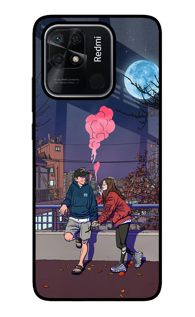 Chilling Couple Redmi 10/10 Power Glass Case Back Cover by Casekaro