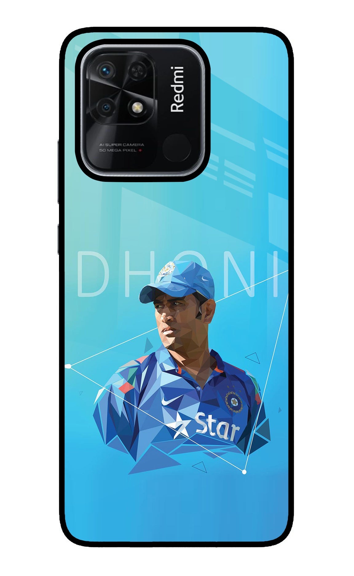 Dhoni Artwork Redmi 10/10 Power Glass Case