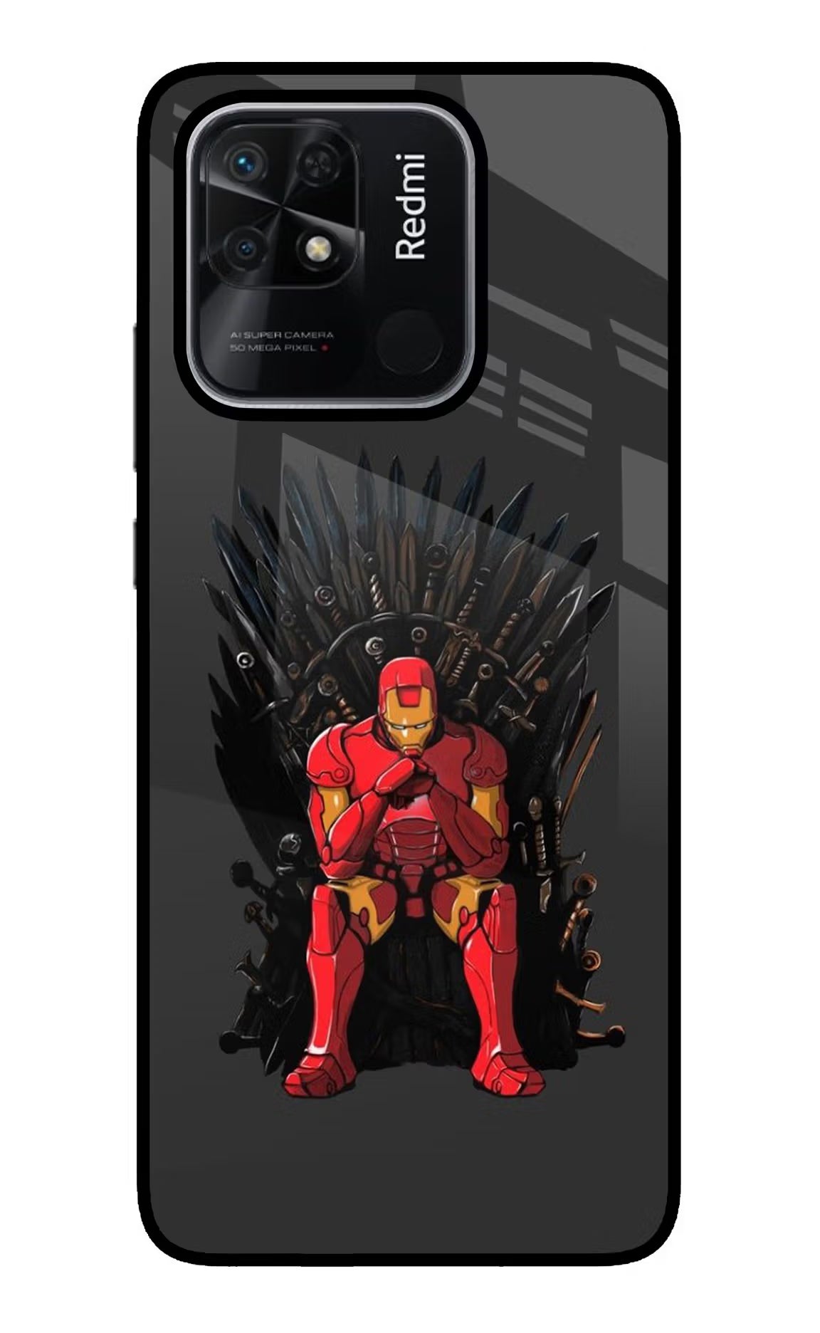Ironman Throne Redmi 10/10 Power Glass Case Back Cover by Casekaro