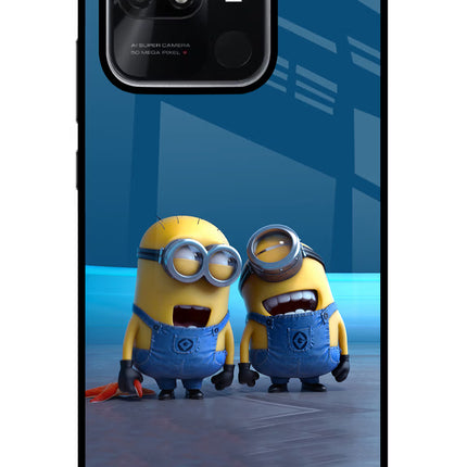 Minion Laughing Redmi 10/10 Power Glass Case Back Cover by Casekaro