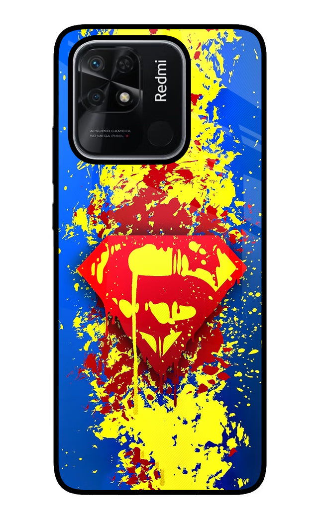 Superman logo Redmi 10/10 Power Glass Case Back Cover by Casekaro