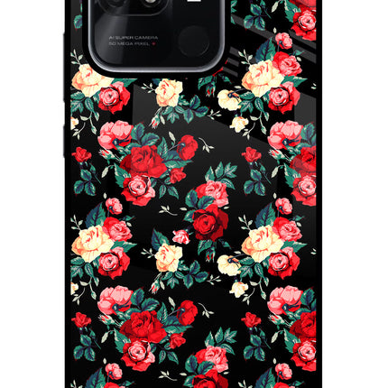 Rose Pattern Redmi 10/10 Power Glass Case