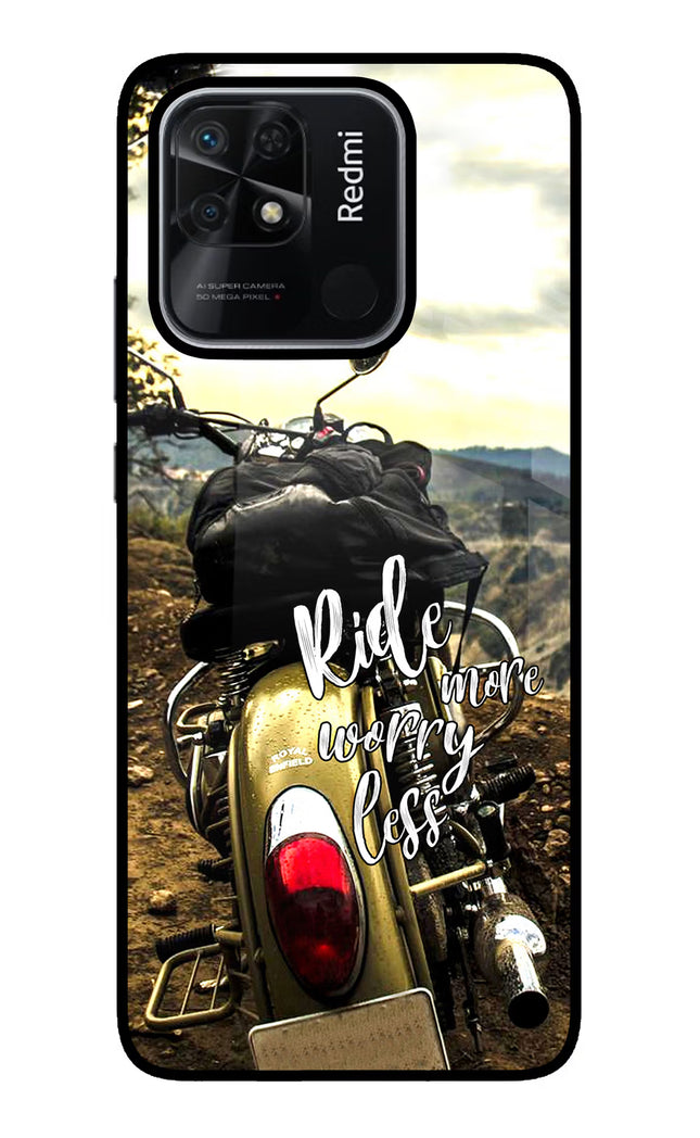 Ride More Worry Less Redmi 10/10 Power Glass Case Back Cover by Casekaro