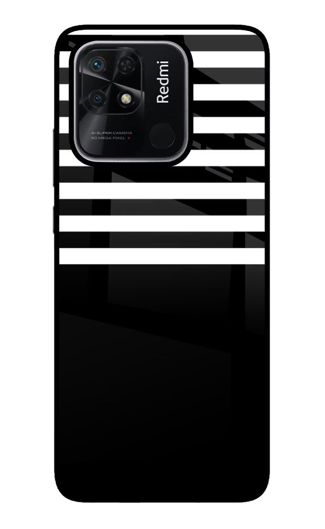 Black and White Print Redmi 10/10 Power Glass Case Back Cover by Casekaro