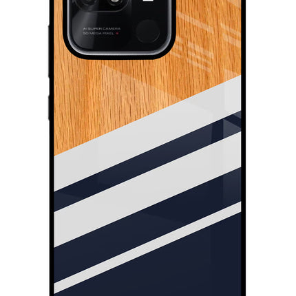 Blue and white wooden Redmi 10/10 Power Glass Case