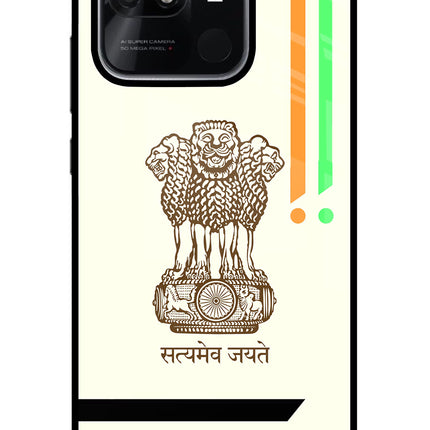 Satyamev Jayate Brown Logo Redmi 10/10 Power Glass Case