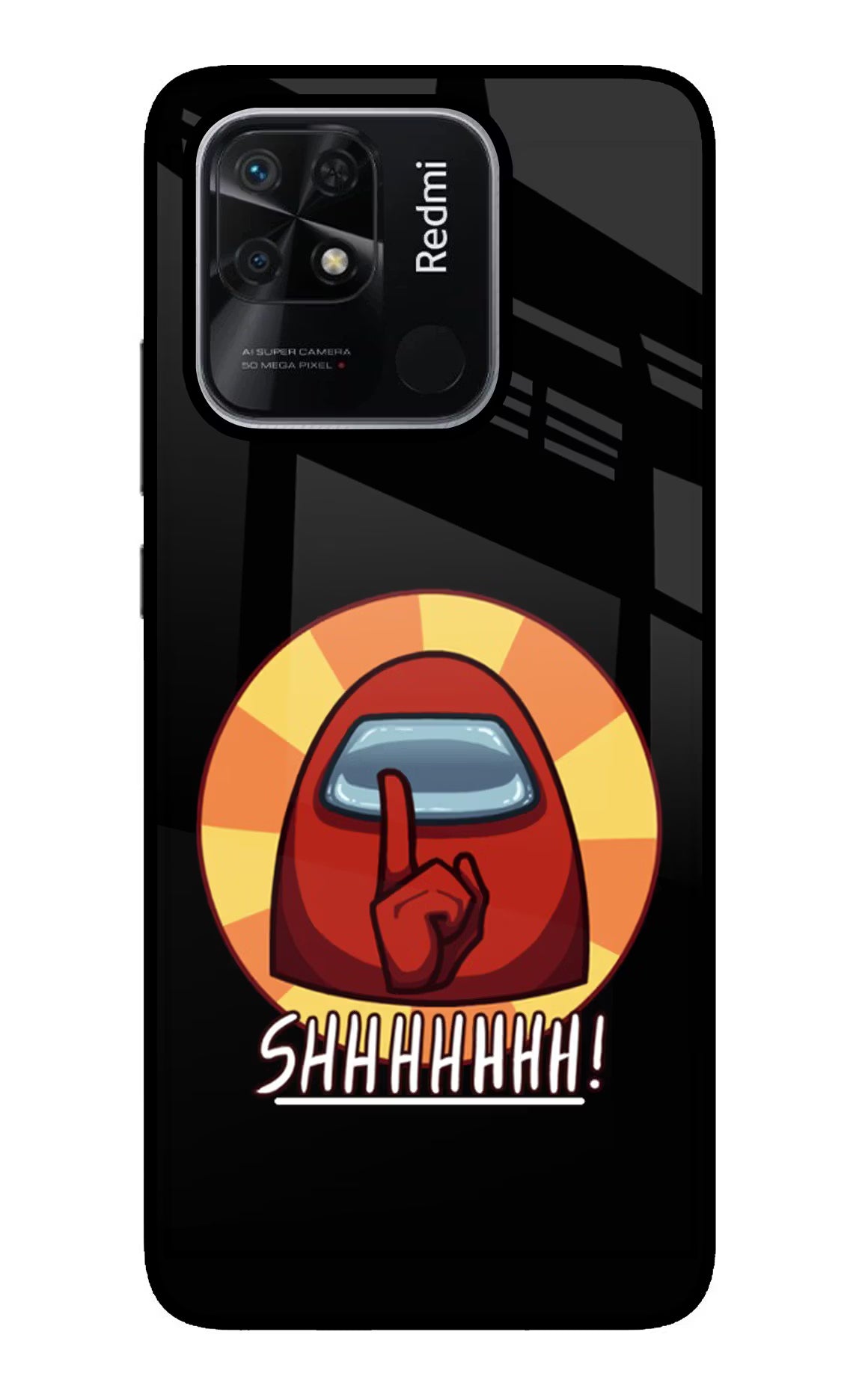 Among Us Shhh! Redmi 10/10 Power Glass Case Back Cover by Casekaro