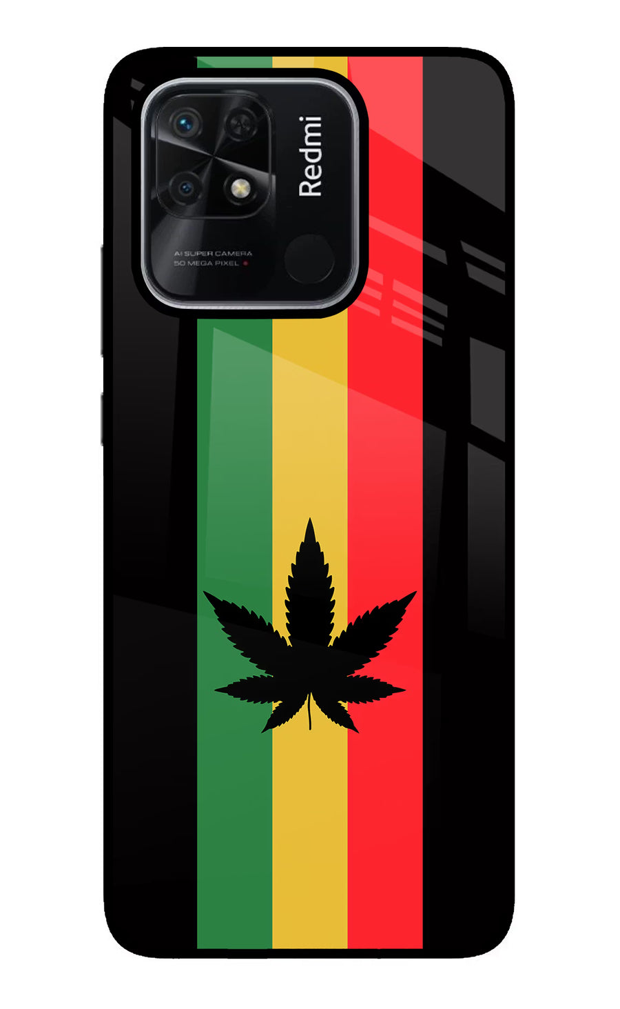 Weed Flag Redmi 10/10 Power Back Cover, Glass case