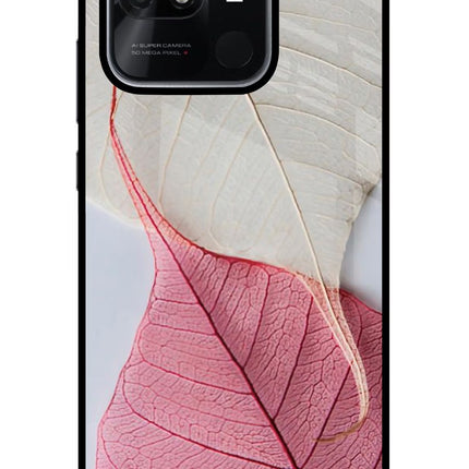White Pink Leaf Redmi 10/10 Power Glass Case
