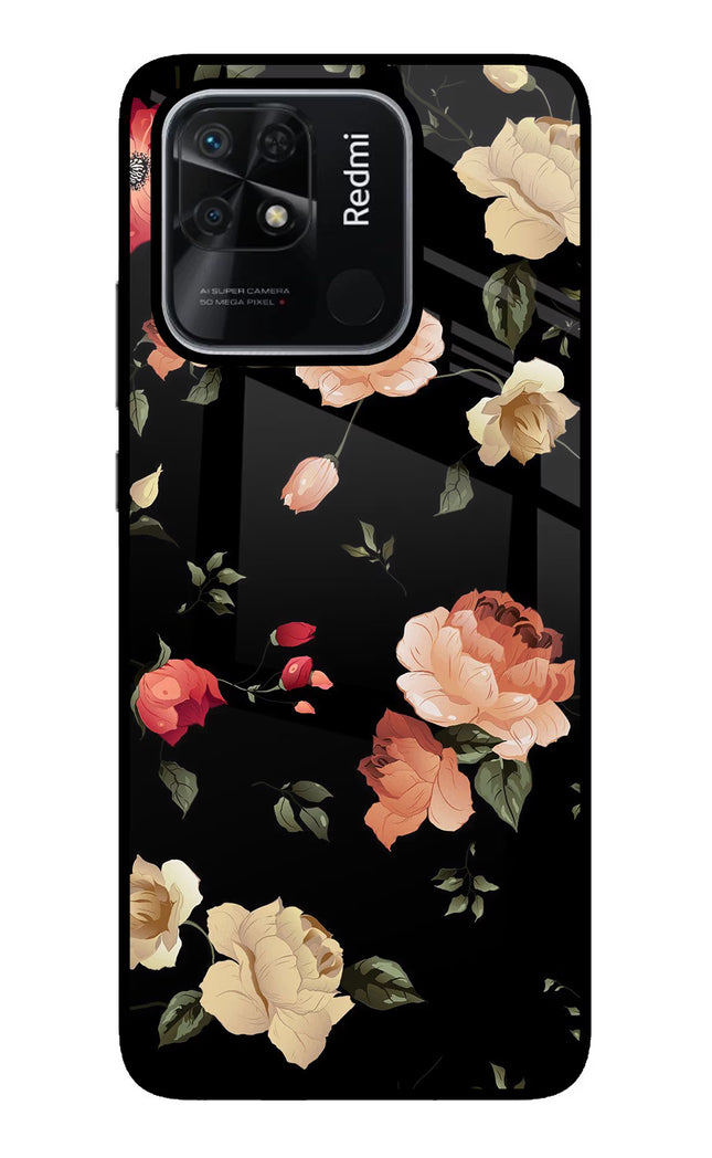 Flowers Redmi 10/10 Power Glass Case Back Cover by Casekaro