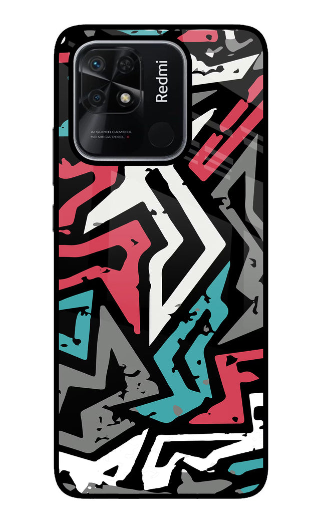 Geometric Graffiti Redmi 10/10 Power Glass Case Back Cover by Casekaro