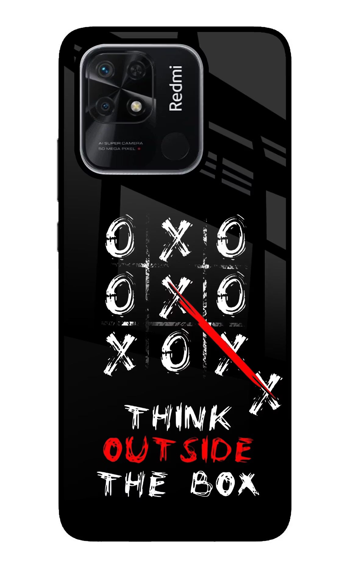 Think out of the BOX Redmi 10/10 Power Glass Case Back Cover by Casekaro