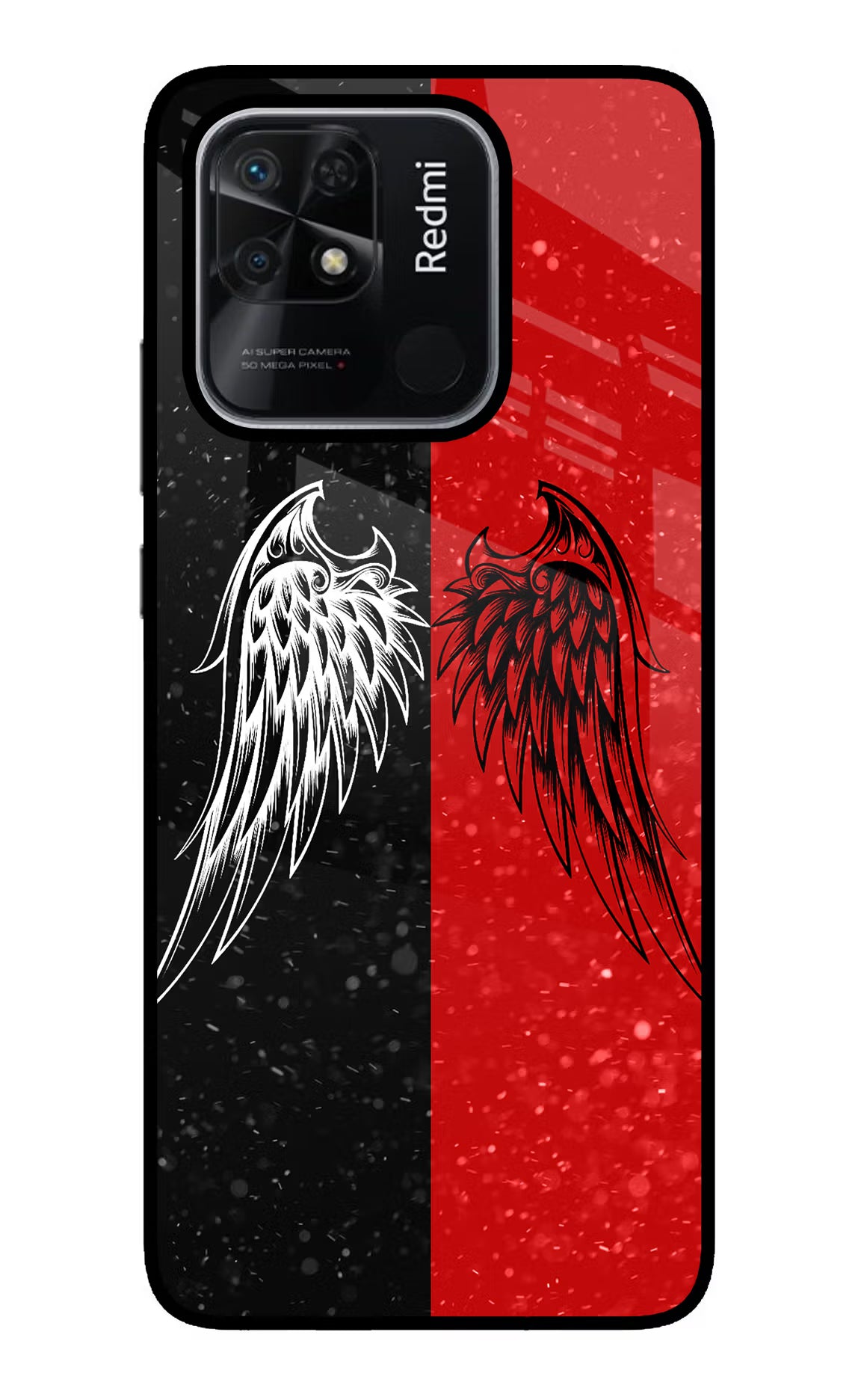 Wings Redmi 10/10 Power Glass Case Back Cover by Casekaro