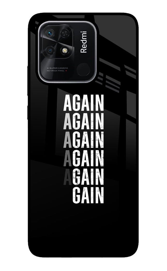 Again Again Gain Redmi 10/10 Power Glass Case Back Cover by Casekaro