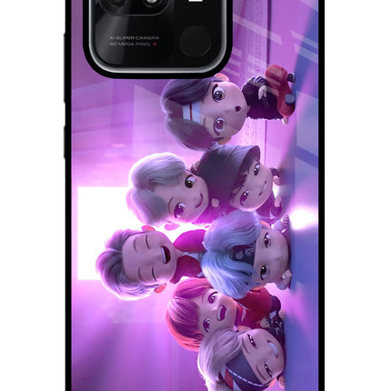 BTS Chibi Redmi 10/10 Power Glass Case Back Cover by Casekaro