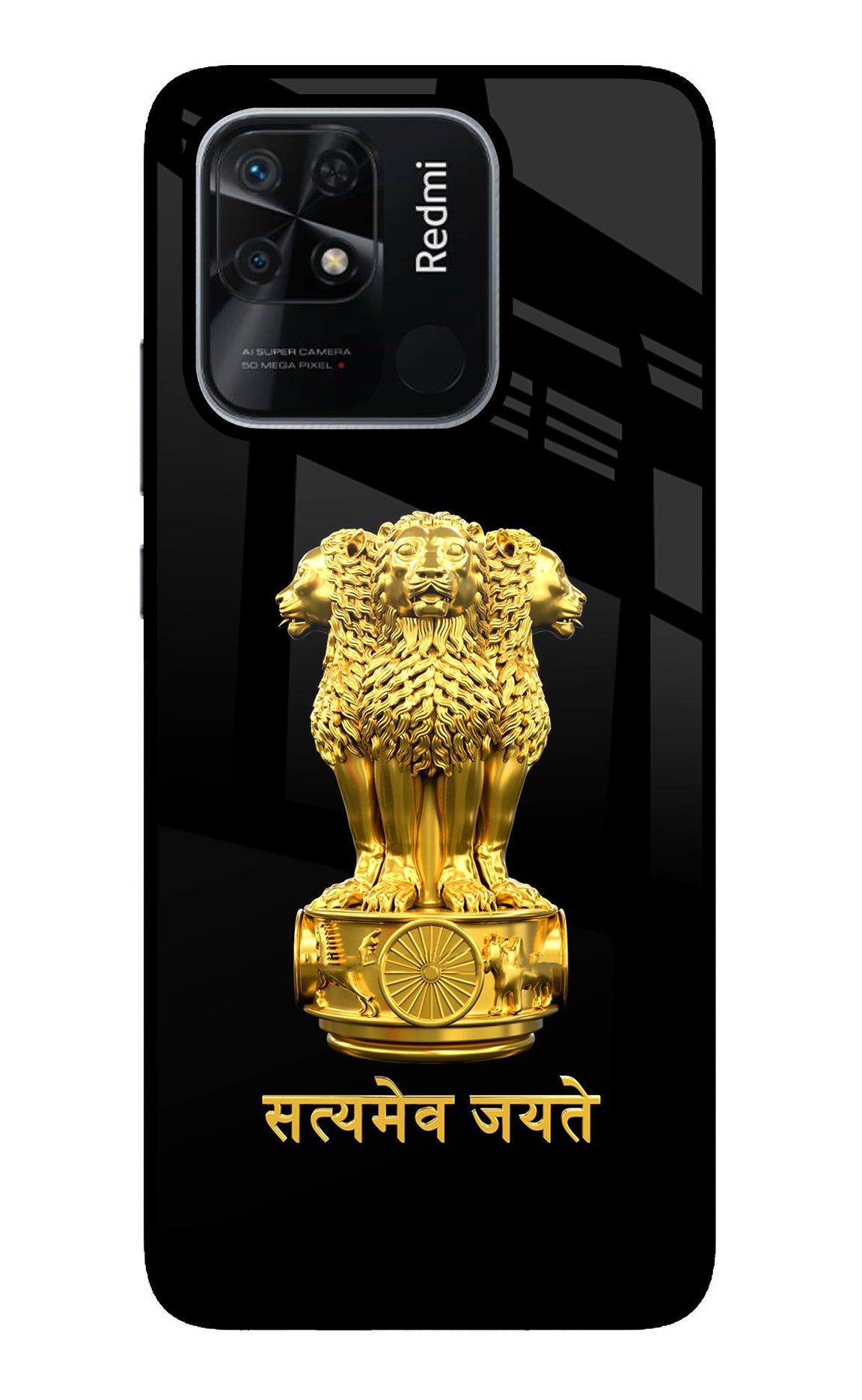 Satyamev Jayate Golden Redmi 10/10 Power Glass Case