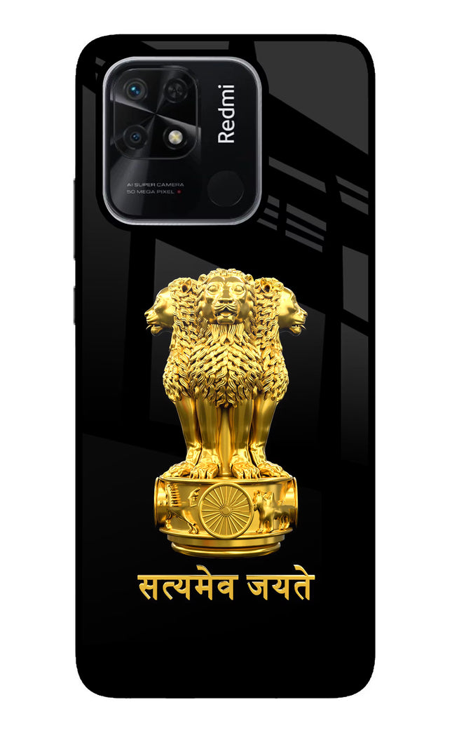 Satyamev Jayate Golden Redmi 10/10 Power Glass Case Back Cover by Casekaro