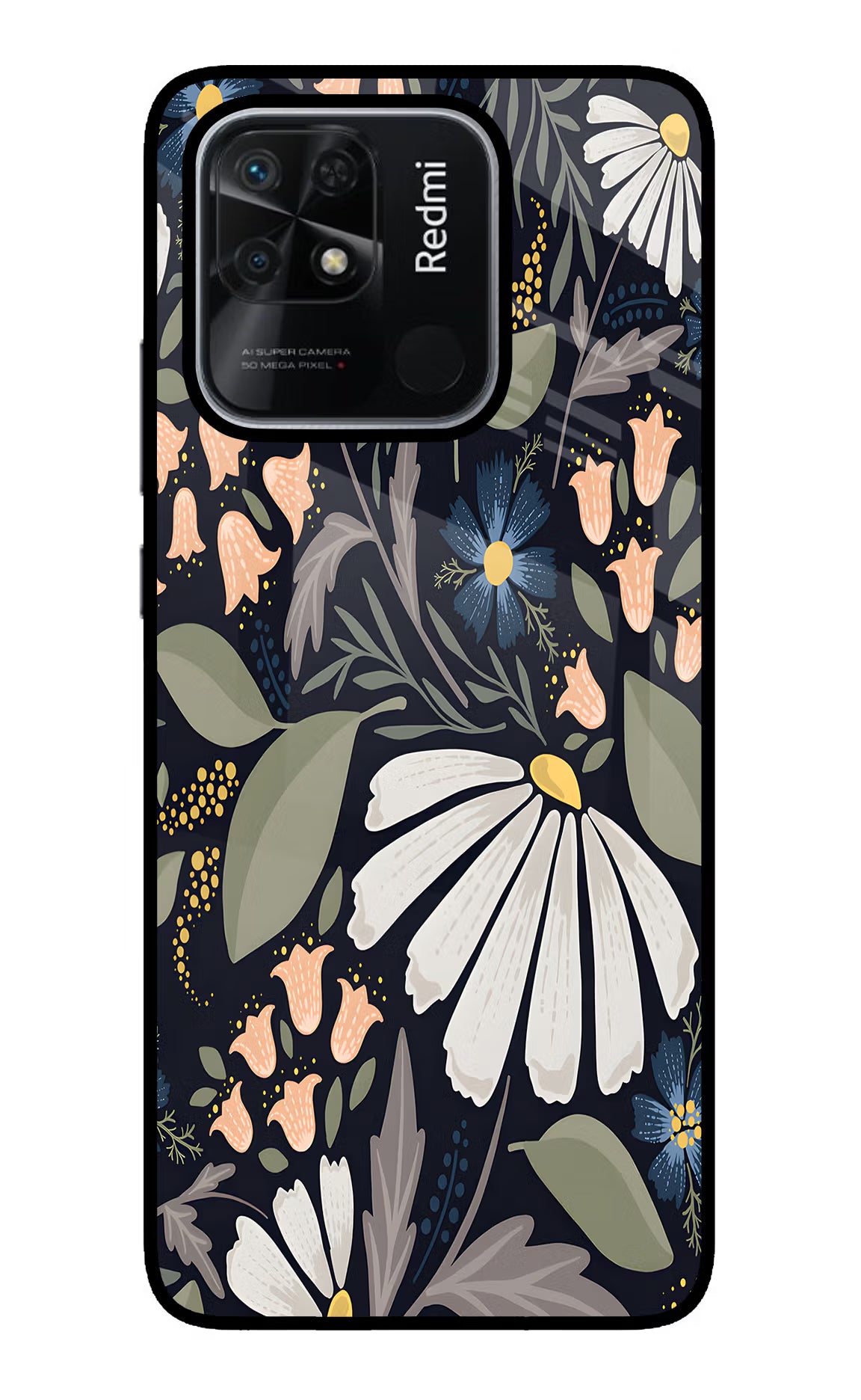Flowers Art Redmi 10/10 Power Glass Case Back Cover by Casekaro