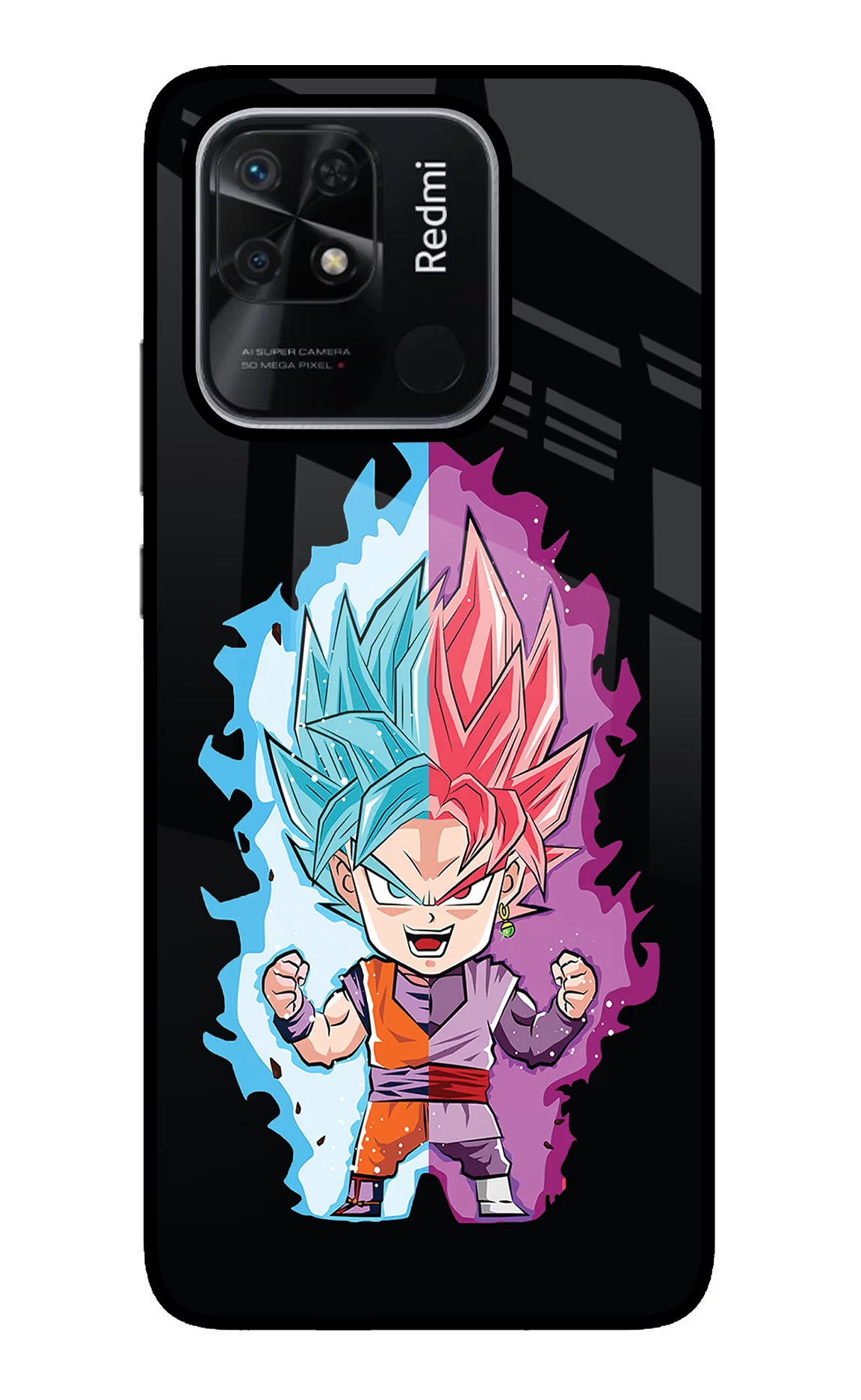 Chota Goku Redmi 10/10 Power Glass Case Back Cover by Casekaro