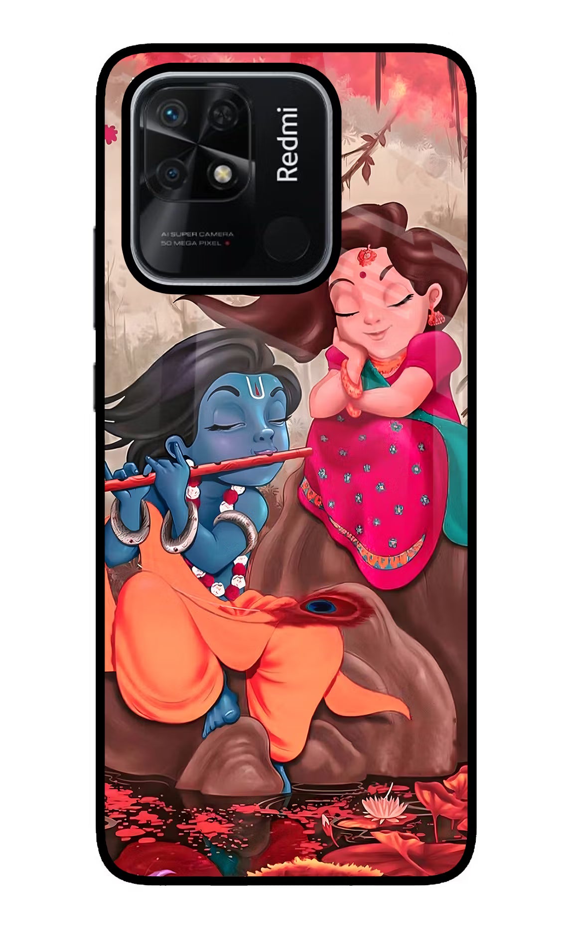 Radhe Krishna Redmi 10/10 Power Glass Case Back Cover by Casekaro