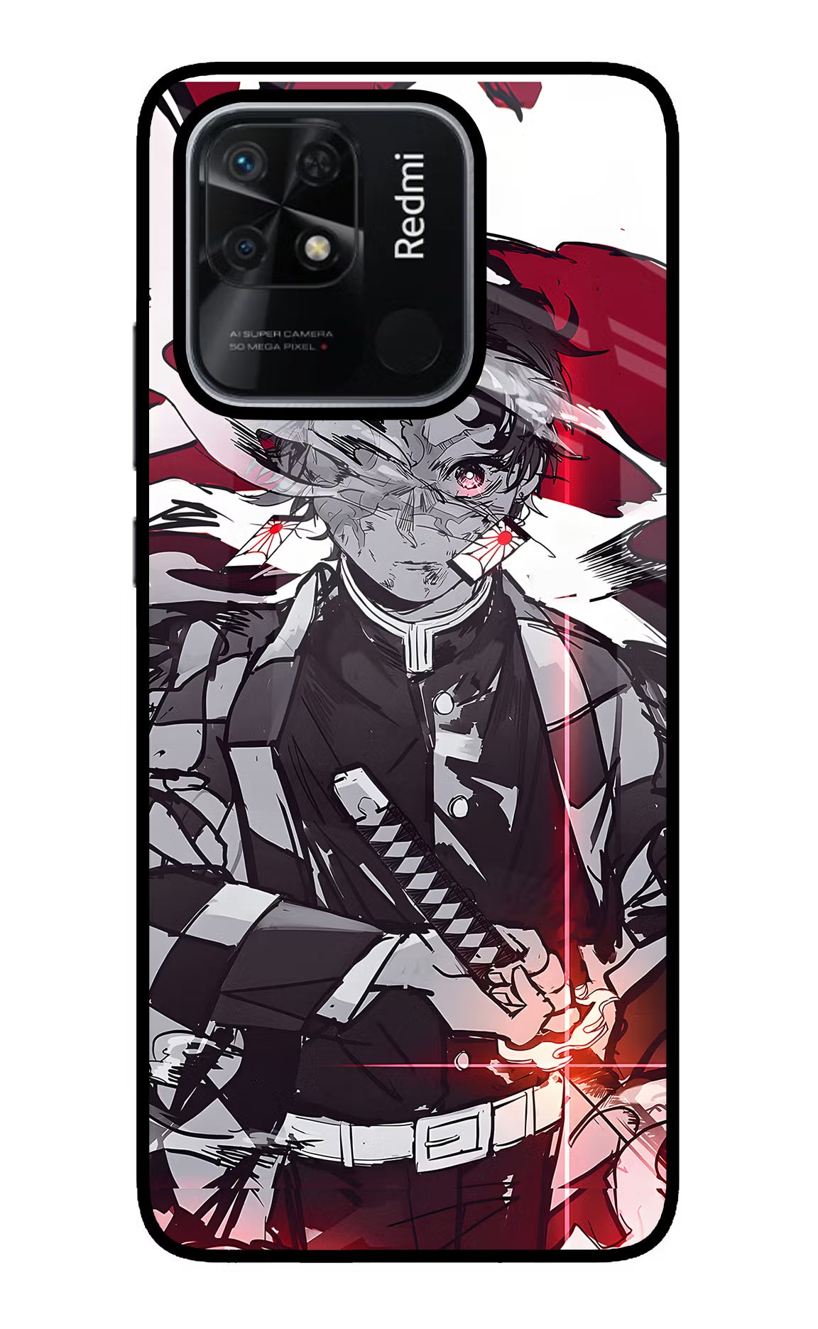 Demon Slayer Redmi 10/10 Power Glass Case Back Cover by Casekaro