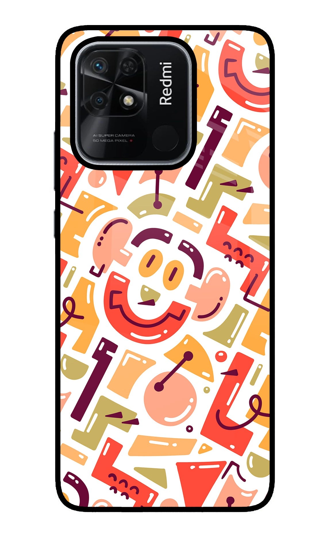 Doodle Pattern Redmi 10/10 Power Glass Case