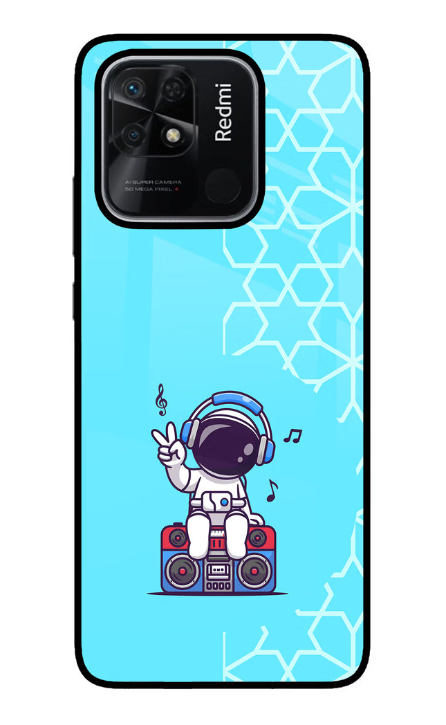 Cute Astronaut Chilling Redmi 10/10 Power Glass Case Back Cover by Casekaro